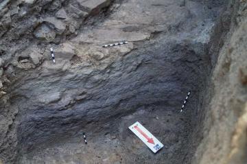 Detailed view of geology at the bottom of trench 2. 'Defensive ditch'